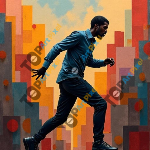 Man Walking in Analitic Cubism