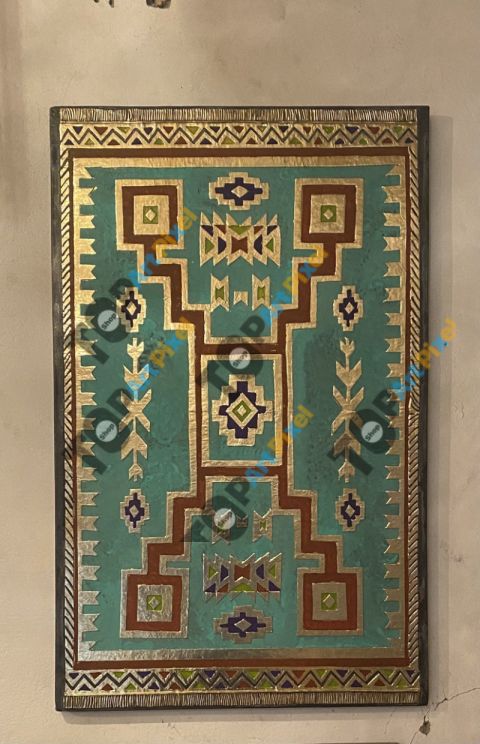 Moroccan Geometric Wall Art – Turquoise & Gold